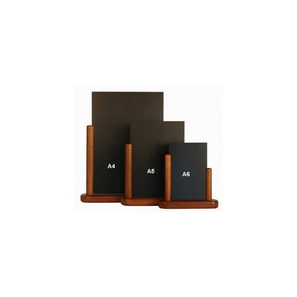 Couleur Bois Acajou : Ardoise de table avec socle en bois dur de couleur Acajou Couleur Bois Acajou : Ardoise de table avec socle en bois dur de couleur Acajou