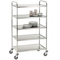 Chariot de service inox 5 plateaux