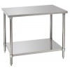 Table de travail inox professionnelle  2 plateaux