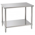 Table de travail inox professionnelle  2 plateaux