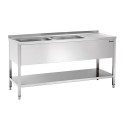 Plonge inox professionnelle -2 bacs égoutoir droite