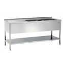 Plonge inox professionnelle -2 bacs égoutoir gauche