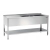 Plonge inox professionnelle -2 bacs égoutoir gauche