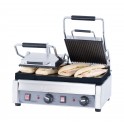 Grill panini double - premium rainurée - lisse