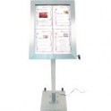 Porte menu inox brossé 3 x A4 - Affichage LED 