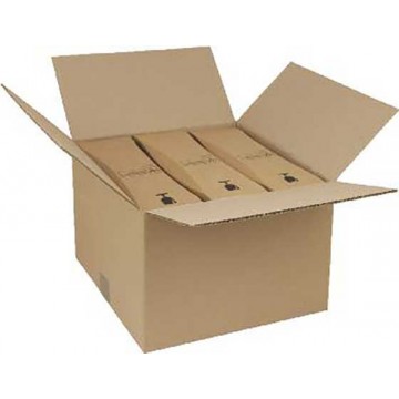 Coffret 3 bouteilles en carton kraft cannelé 41 cm (h)