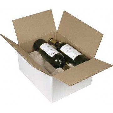 Caisse en carton de 2x6 bouteilles de vin couchées avec alvéoles