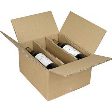 Caisse carton pour 6 bouteilles 75cl - calage couché