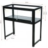 Vitrine table noir sur pied - 1 étagère, spot led