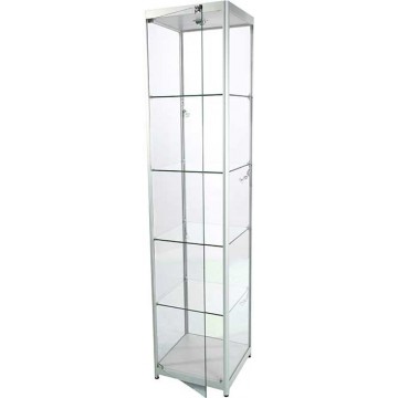 H 1.800 - vitrine exposition en verre - colonne rectangulaire - verre et  aluminium