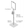 Présentoir avec support gel hydroalcoolique sur pied