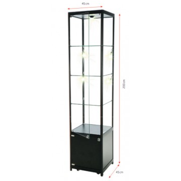 Vitrine colonne en aluminium et verre transparent 50 cm