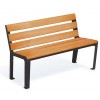 Banc public avec accoudoirs assise bois pied acier 