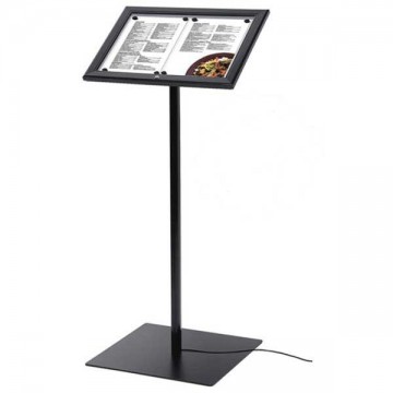 Pupitre porte menu noir lumineux sur pied 2 x A4