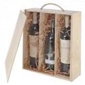 Caisse bois pour 3 bouteilles - Couvercle coulissant